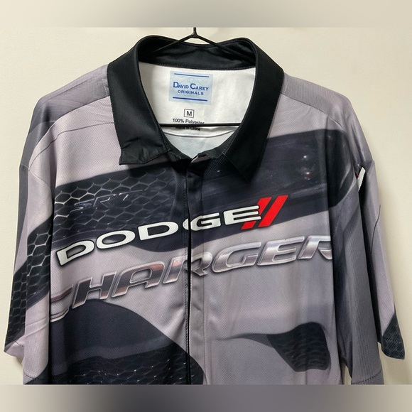 “Dodge Charger” David Carey Black & Gray Collared Button Down Dry Wick Shirt! - Picture 4 of 12